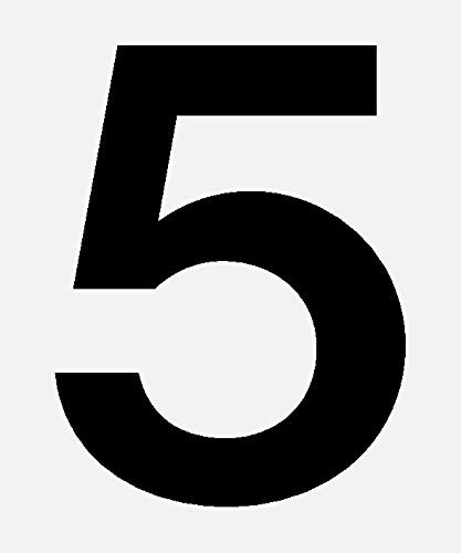 Ziffer 5, selbstklebend aus HartPlastic,15mm bis 200mm für innen und außen, seewasserfest, in schwarz, weiß oder rot (50mm, schwarz)