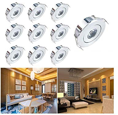 Balahu Mini-Einbaustrahler, klein, 10 Stück, 1 W, LED, kleine Spot-Lampe, Deckenleuchte mit Transformator, LED-Downlights, warmweiß, für Schrank/Schrank/Küche/Wohnzimmer, Energieklasse A