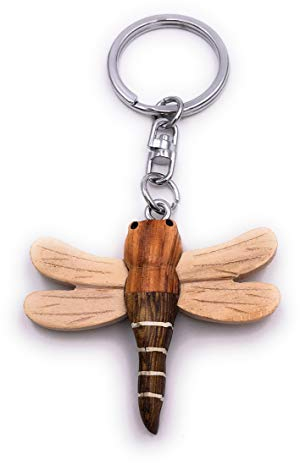 H-Customs Libelle Flügel Farbig Holz Edel Handmade Schlüsselanhänger Anhänger