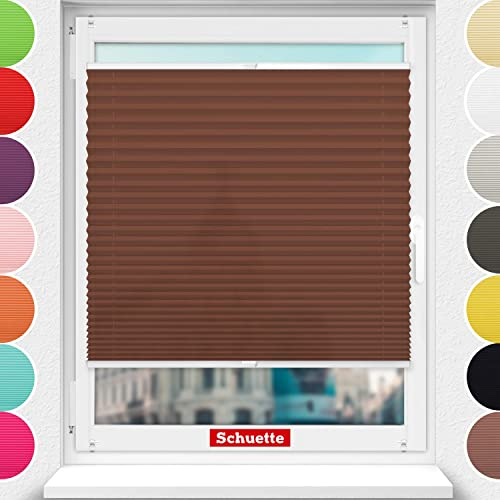 Schuette® Plissee ohne Bohren ● Premium Kollektion: Hot Chocolate (Dunkelbraun) ● 20x80cm (Breite x Höhe) ● Suprafix Faltrollo Klemmfix 2.0 Rollo ● 60 Sekunden Plisseerollo Montage inkl. Video