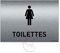 AUA SIGNALETIQUE - Plaque de porte Aluminium brossé imprimé AluSign - 210x150 mm - Double Face adhésif au dos (Toilettes Femme)