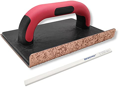 DEWEPRO® Hartmetall-Schleifbrett aus Wolfram Karbid mit abgewinkelter Seite und 2-Komponentengriff - Körnung K36 - geeignet zum Anrauen von Mauerwerken u.ä. - inkl. 1 St. DEWEPRO Bleistift