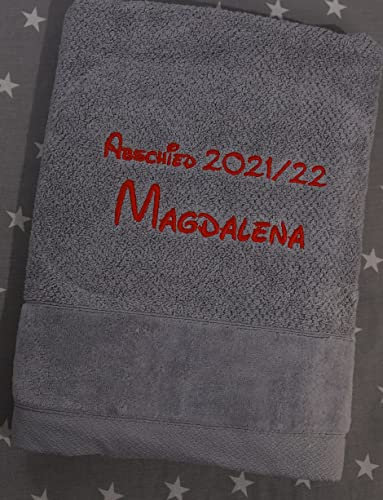 ★ Handtuch mit Namen Bestickt ★ Duchtuch ★ Geschenk ★ Badetuch ★ 550 g/m2 ★ SUPER QUALITÄT ★ (70 x 140 cm, Hellgrau)