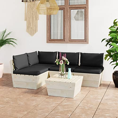 INLIFE 5-TLG. Garten-Sofagarnitur aus Paletten mit Kissen Fichtenholz-3487