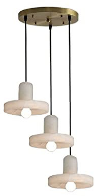 STUFY Mini lámpara Colgante E27 para Isla de Cocina, lámpara Colgante geométrica de mármol, Pantalla de mármol con Acabado Blanco, candelabro de mármol, para Comedor, Dormitorio, baño, 1 luz