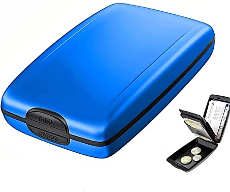 Youning RFID Sichere EIN und Auszahlungen Geldbörse Kreditkartenhüllen für Herren Geldklammer Multifunktions Anti-Diebstahl Geldbörse Unisex Aluminium Brieftasche