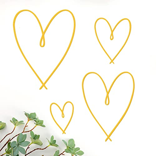 Pangda 4 Stück Metall Herz Wandkunst Dekor Herz Wanddekoration Liebe Herz Wanddekoration Metall Herz Wandschild Metall Wandschmuck Ornamente für Valentinstag Schlafzimmer Wohnzimmer Dekoration (Gold)