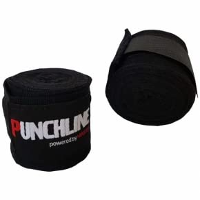 Maxxus PUNCHLINE Boxbandagen - 3m Lang, 1 Paar, mit Daumenschlaufe, Klettverschluss, Waschbar, Schwarz - Handgelenkbandage, Bandage, Wickelbandagen für Boxen, Krafttraining, Muay Thai, Kickboxen, MMA