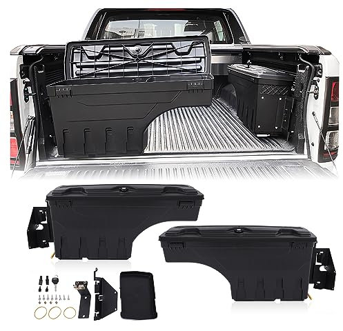 JHCHAN Truck Bed Tool Box for Ford Ranger 2012-2022 Waterproof Storage Box Passenger and Driver Side Security Lockable Toolbox 180° Swing Box Heavy Duty