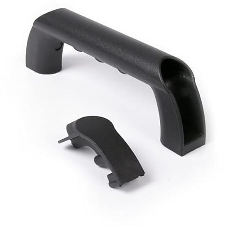 KINETIK MSystem® KM.BG1220 Bügelgriff ERGO mit Abdeckkappen Kunststoff schwarz, Handgriff Haltegriff Türgriff Möbelgriff - 1 Stück (Länge: 160 mm)