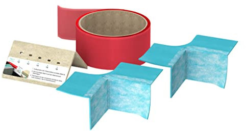 MEPA Wannenabdichtband Aquaproof 3D T-Ecke Erweiterungsset (2 Aquaproof 3D Bodengleich T-Ecken; 1 Trennband rot, 1 Markierungswerkzeug) 180049