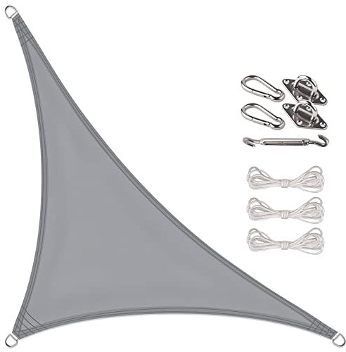 CelinaSun Sonnensegel Set Befestigung V2A Basic PES Dreieck rechtwinklig 2,5 x 2,5 x 3,5 m hellgrau Sonnenschutz wasserabweisend