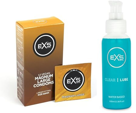 EXS | Magnum Condoms & Lube Bundle | Maximise Your Safety & Pleasure | Vegan | 12 Pack of Condoms & 100ml Premium Clear Lubricant