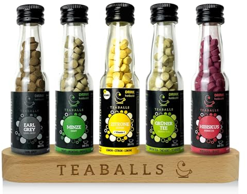 TEABALLS - 5er Set BIG CLASSIC - EARL GREY, MINZE, ZITRONE, GRÜNER TEE, HIBISKUS für ca. 200 Tassen Tee