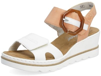 Rieker JENA Womens Wedge Heel Sandals 3.5 UK Apricot/White