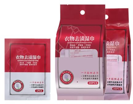 Clothes Stain Removal Wipes, Stain Removal Wet Wipes, Dry Cleaning Wipes For Clothes, Individual Wrapped Cleaning Wipes, Down Jacket Dry Cleaning Agent (40PCS)