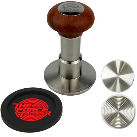 KuGuo The Force Tamper, automatischer Schlag, einstellbarer konstanter Druck und automatische Nivellierung, Kaffee-Tamper, rötlich-braune Qualle, Holzgriff-Set Pro (Satz erweitern, 58.50mm)