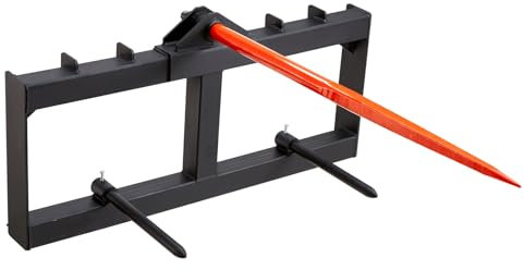 VEVOR Pique-botte de Foin Capacité de Charge 725 kg Fourche à Balles 3 Dents Fourches à Pointes Fixation Simple avec 2 Stabilisatrices 444 mm pour Tracteurs, Chargeuses Compactes, Agriculteurs, Champs