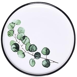 OUNONA Ceramic Plate 8 Plant Round Ceramic Plates Fruit Plate Breakfast Plate Green Plant Patterned Plate Dish Plate Steak Plate Banana Leaf Dessert Rounde