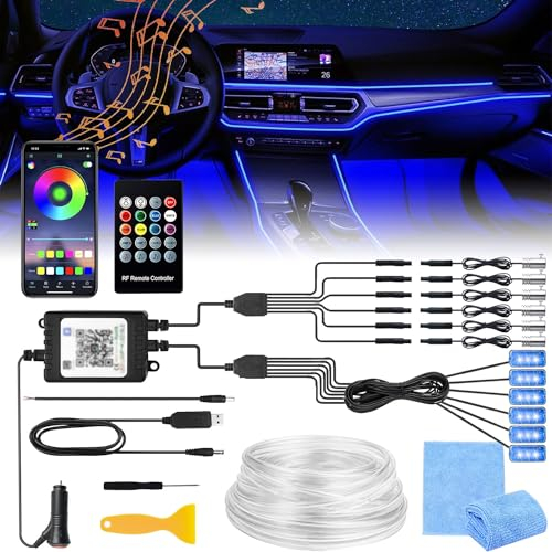 Sunshine smile Auto LED Innenbeleuchtung,6M/ 6 in 1 RGB Auto Innenraumbeleuchtung,App+Fernbedienung Control steuerbare Innenbeleuchtung Laser,Mehrfarbige Ambientebeleuchtung(Farbe)