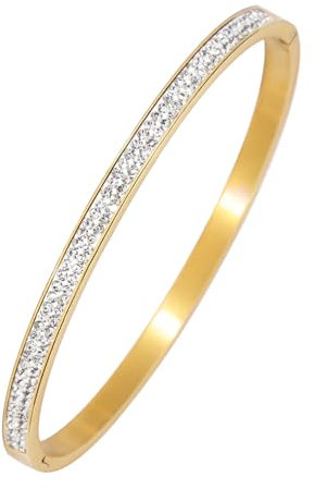 MILAKOO 4mm Edelstahl Armband Damen Armbänder mit Runder Strass Gold Armreif Geschenke für sie für Mama/Liebe (To My Mom)