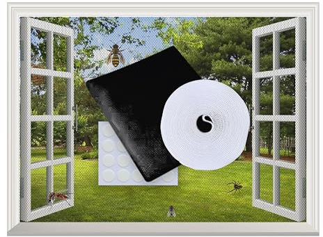 Zanzariere per finestre - Zanzariera finestra 100 x 100 adesiva con velcro rinforzato e adesivi trasparenti a doppia faccia. Lavabile, ritagliabile, protezione contro zanzare, mosche, vespe, ragni