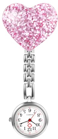 Silverora Taschenuhr Krankenschwester Uhren Schwesternuhren: Herz Leicht Ablesbare Pflegeruhr mit Clip Fob Uhr Ansteckuhr Liebe Pulsuhren für Ärzte Pfleger Rosa