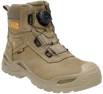 DEWALT Lander Men's Waterproof, Nubuck Leather, Wide Fitting, BOA Fastener, Non-Metallic Safety Toe Work Boot, Stone, UK9