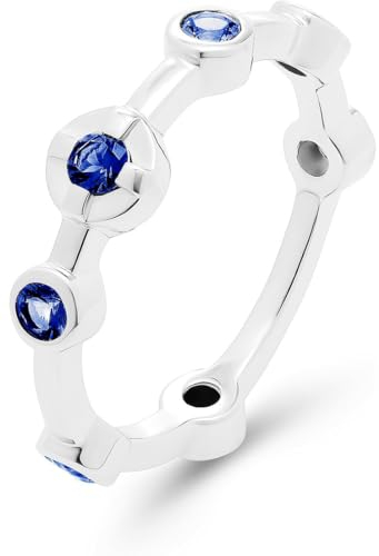 JETTE Damen-Damenring 925er Silber, recycelt 7 Farbstein 55 Silber 32027823