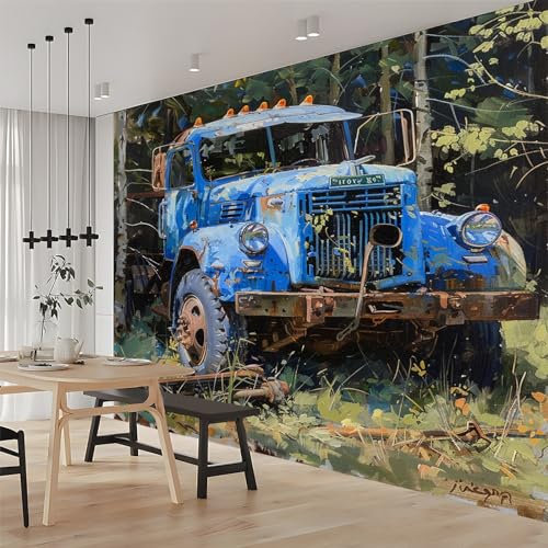 Papier Peint 3D Peindre L'Avant D'Une Voiture 250x175 cm Panoramique Peinture Murale Interieur pour Salon Chambre à Coucher D'Enfant Maison Décoration Murale