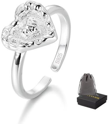 AIFUYUDM 925 Silber Ringe für Frauen, Verstellbar Herz Ringe Frauen Glänzend Verlobungsring Silberring Damen Individualisierung Promise Ring für Damen Schmuck mit Geschenkbox