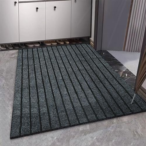 Swsen Schmutzfangmatte - Rutschfester Fußmatte für Haustür Innen und Außen - Waschbarer Schuhmatte mit äußerst Starker Schmutz und Feuchtigkeitsaufnahme, Grau, 60x160cm