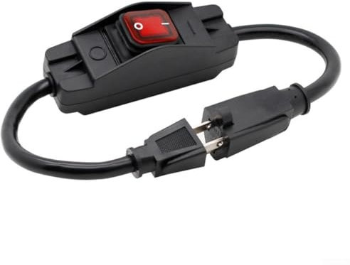 Hasaller Wasserdichter Geräteschalter, AC 250 V, 6 A, EIN/AUS, Inline-Kabel, grünes Licht, Wippschalter, IP67, DPST, 4-polig, Ein/Aus-Wippschalter für Lampe, Schwarz