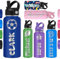 Bouteille d'eau personnalisée avec nom gravé avec icône pour enfants, adolescents, garçons et filles, cadeau de rentrée scolaire, voyage, gym, sport, bouteilles isothermes avec poignée à paille