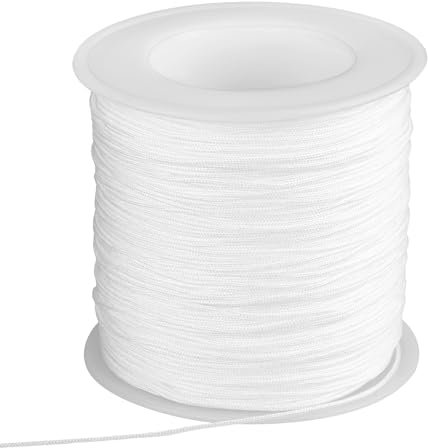 Nylon Cord White Bracelet String 0.8 Mm 110 Yard White Nylon String Wind Chime String Thread Macrame Twine Braided String Trim Cord for Necklaces, Jewelry Making, Beading, Macrame Craft, Blinds