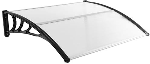 RELAX4LIFE Vordach für Haustür, Überdachung aus Polycarbonat & Aluminium, Türvordach für Sonnenschutz Regenschutz Windschutz, Pultvordach für Tür Eingang Hauseingang (122 x 99 cm,Transparent)