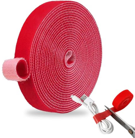MEXRUMI 1 Rollo De Bridas De 15 Mm X 5 M (Bridas En Rollos Para Acortar Agrupar Y Tender Cables Individualmente) Rojo