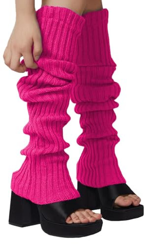 ZPLASK Pink Leg Warmers, Leg Warmers 80s,Leg Warmers Lady Fashion Long Boot Cuff Knee Socks Long Boot Socks for 80s Party Yoga Ballet Dance Ice Skating
