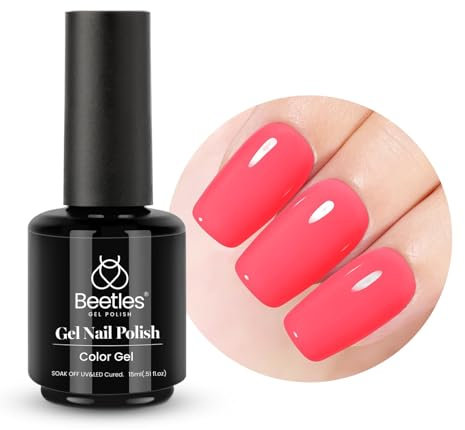 Beetles 15 ml UV Gel Nagellack Korallen, Nagellack Korallen Rosa UV LED Maniküre Nagelstudio DIY Gel Nagelkunst Design für Anfänger