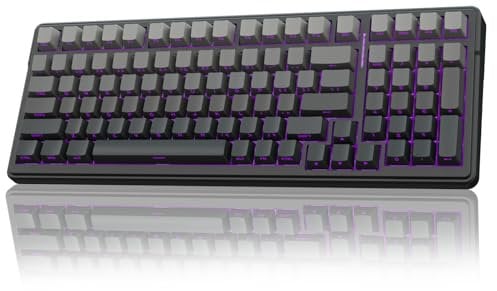 AULA F99 Pro Mechanische Gaming Tastatur,3-Modus Wireless Mechanische Tastatur,Fünfschichtige Polsterung Struktur,Seitlich Graviert,RGB,QWERTY,Hot-swap Custom Keyboard (Grau)