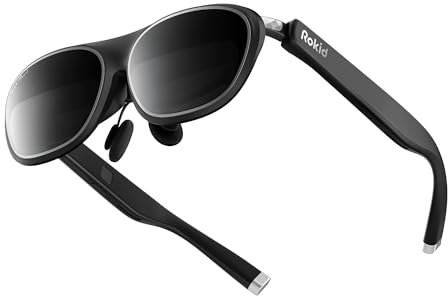 Rokid Max 2 AR Brille Schwarz, 215 Micro-OLED Display, Myopia Adjustable (0-600D), 120Hz, 50° FOV und 600nits Leuchtdichte, kompatibel mit Android und PC/ROG/Steam