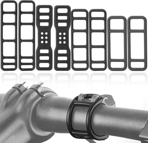 EORPAVU Fahrrad-Leuchtenbauteile & Zubehör, 8 Stück Fahrradlicht-Silikonbänder Rückspiegel Dashcam-Gummibänder für Fahrradlichter Taschenlampen Kilometerzähler Lautsprecher (schwarz)