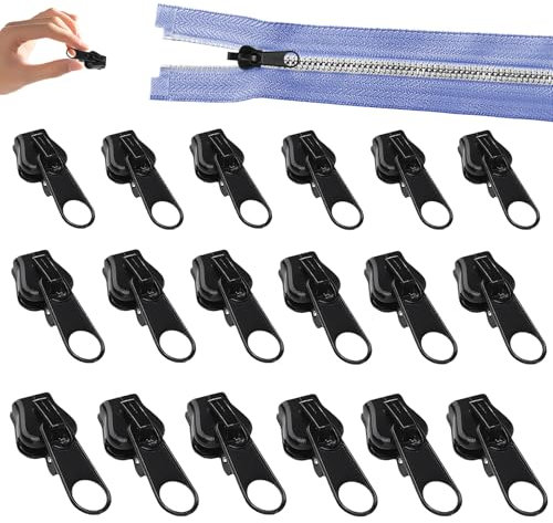 18 Pezzi Cursore Cerniera Ricambio, Cursore Cerniera Universale, Cursori per Cerniere Lampo, Zip Rimovibile Cursore, Riparazione per cerniera per Giacche, Zaini, Cappotti