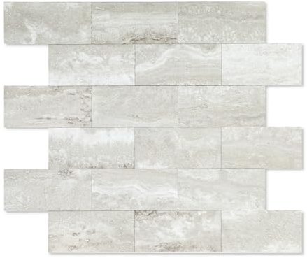 OYASIMI 10 PCS peler et bâton backsplash carreaux pour la cuisine, bâton étanche sur carreaux pour la salle de bain(30.5cm x30.5cm,Dolomite)