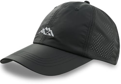 Himozoo Schnelltrocknende Laufmützen, Kühlende, Atmungsaktive Baseballkappe, Dad Truck Hat Mit Berggipfel-Stickerei Für Den Außenbereich, Stretch-Laufmütze Mit Weicher (Schwarz)