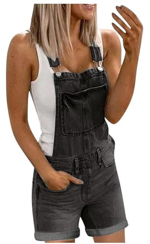 QJDFLL Salopette en jean femme combinaisons en jean lavé sexy et à la mode (Grey, L)