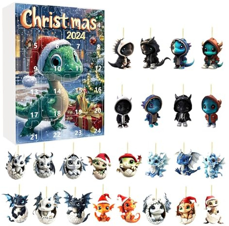 Dragon Adventskalender - Countdown 24 Tage Weihnachten | Dragon 2024, eine Sammlung mit 24 Acrylfarben und Schlüsselanhängern