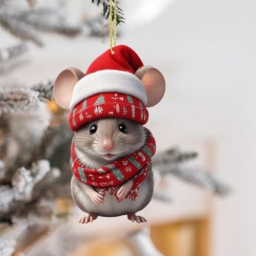 Décoration de souris de Noël, en acrylique, décoration d'arbre de Noël pour la maison, la voiture, drôle (B)