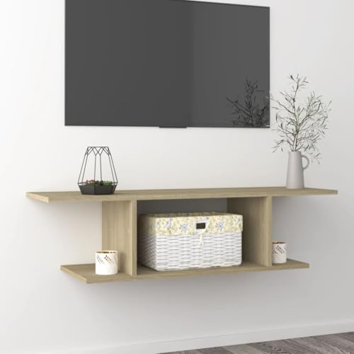 Meuble TV Mural Moderne avec Compartiment Ouvert pour Équipements Audiovisuels, Meuble TV Suspendu Intemporel et Pratique pour Salon, Design Durable et Facile