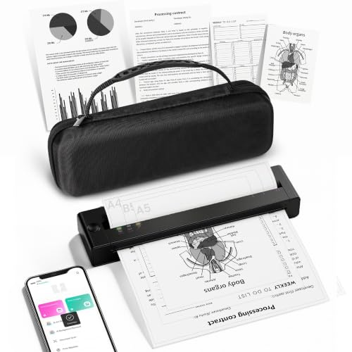 TATTMUSE Thermodrucker A4 Kit Unterstützt das Format A5/B5, Bluetooth | Mobiler Drucker, Lernen, Tragbarer Drucker Kompatibel mit Phone, Monochromer Reisedrucker Nur